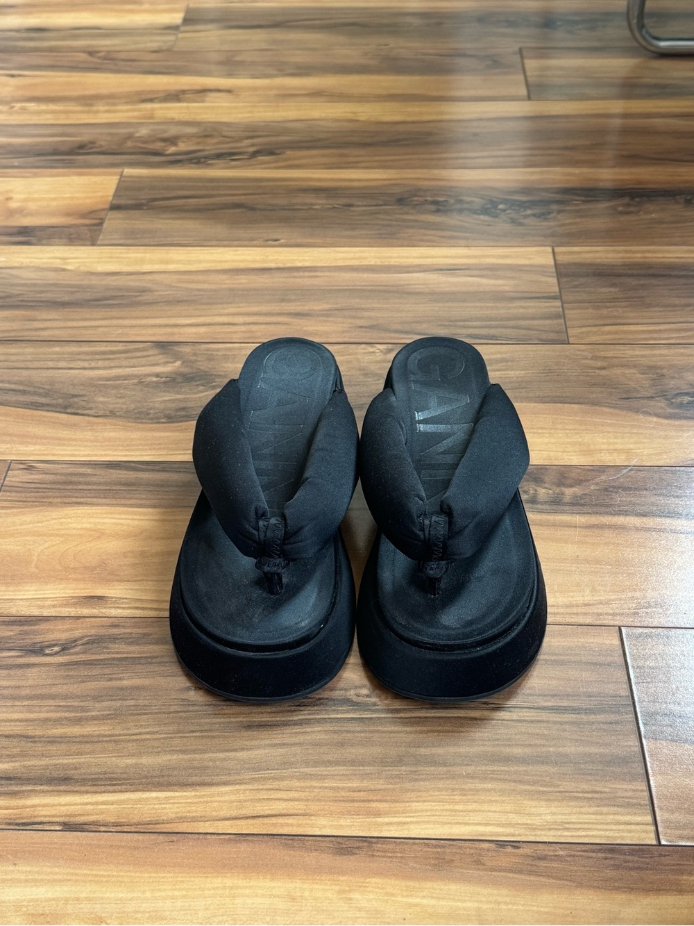 Ganni Black Padded Sandals